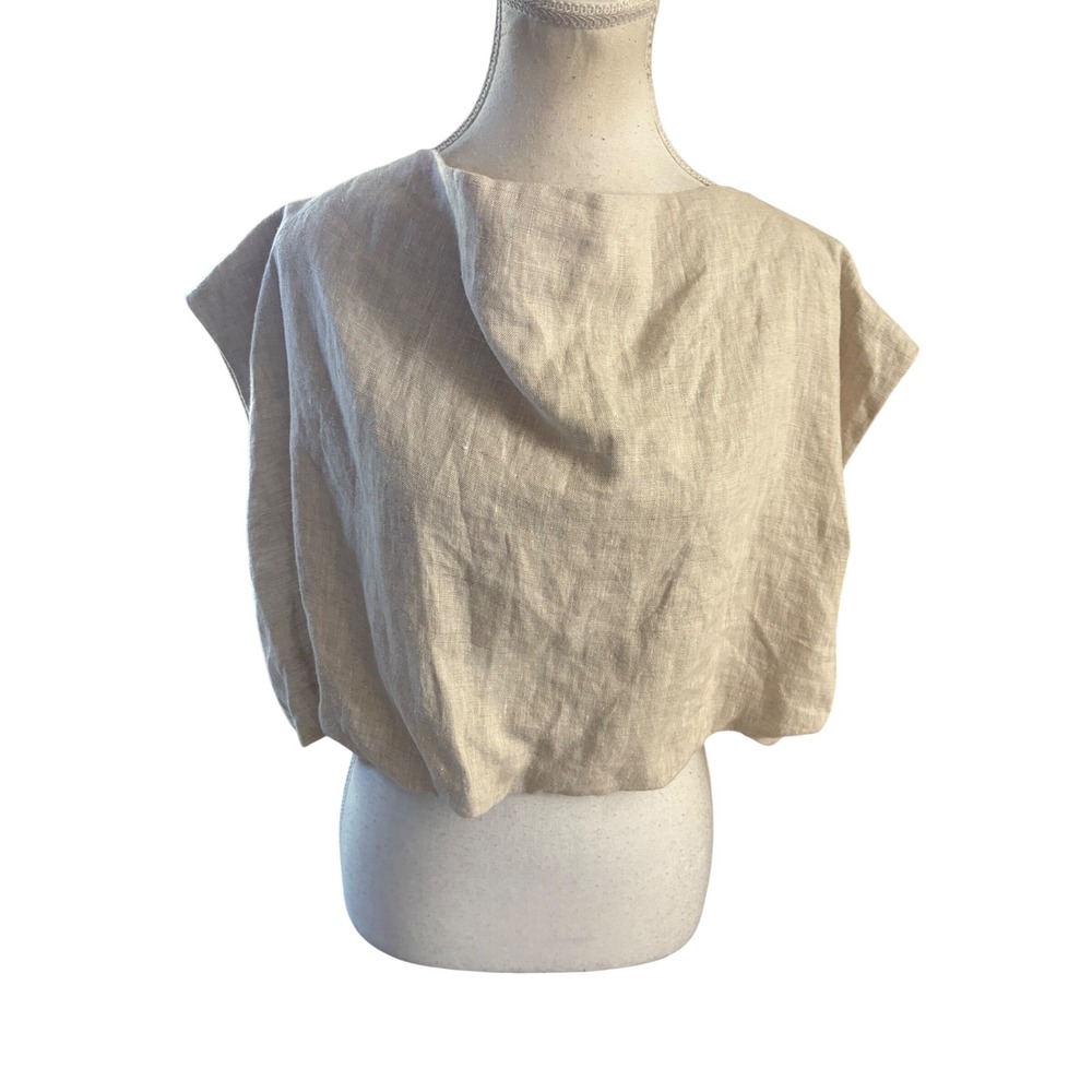 DISSH Tan Linen Ballon Top Size 10